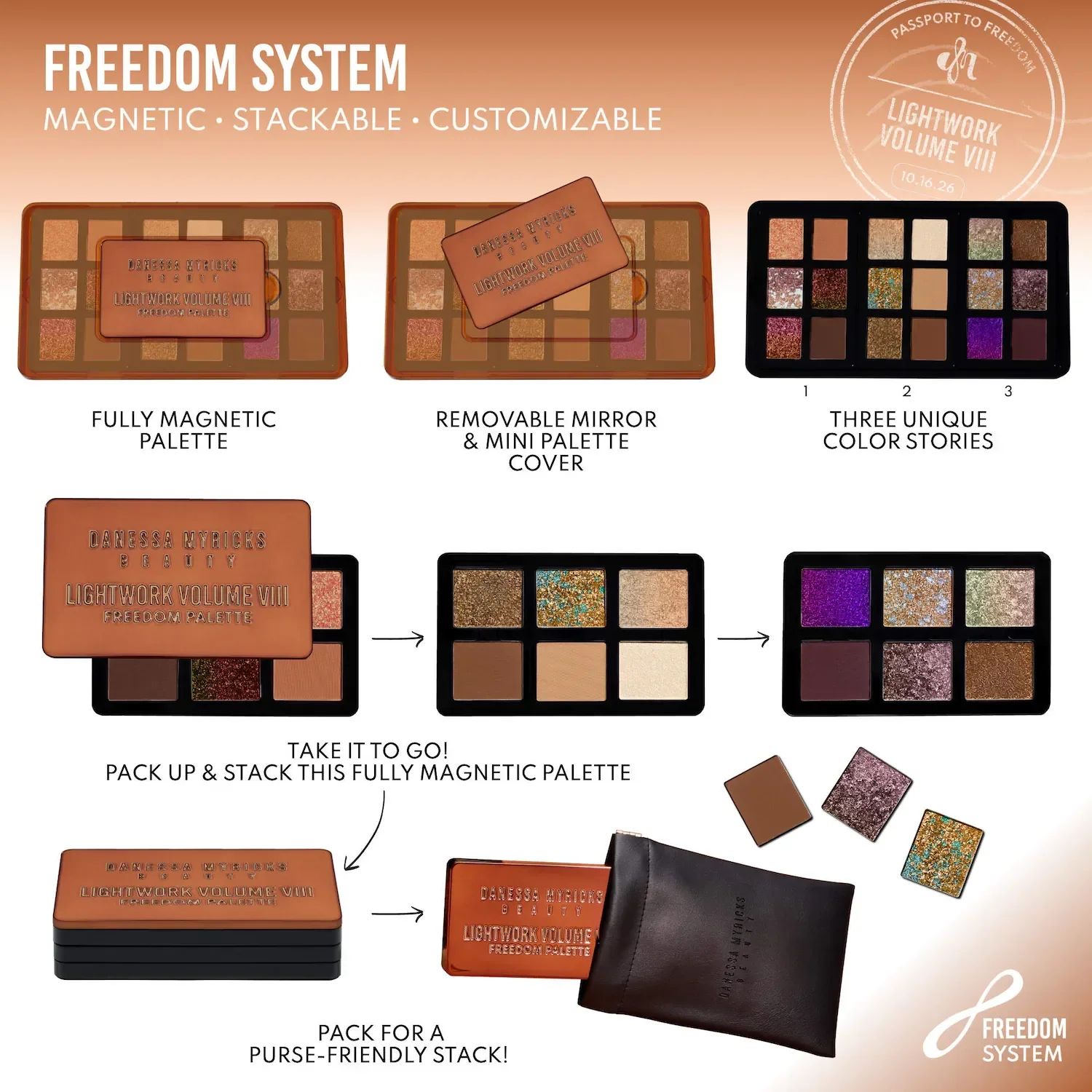 LIGHTWORK VIII Freedom Makeup Palette: Magnetic, Customizable, Stackable Palette for Eyes & Face — foto 4 de 10
