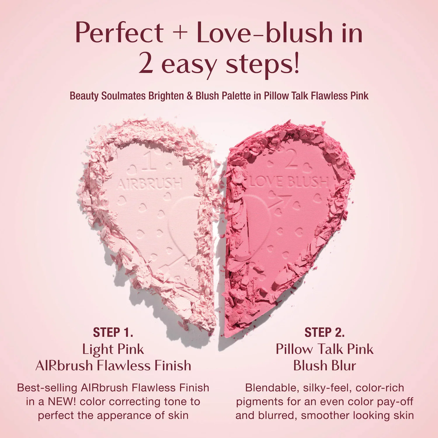 Pillow Talk Beauty Soulmates Airbrush Flawless Finish Brightening and Blush Powder Palette — foto 6 de 11