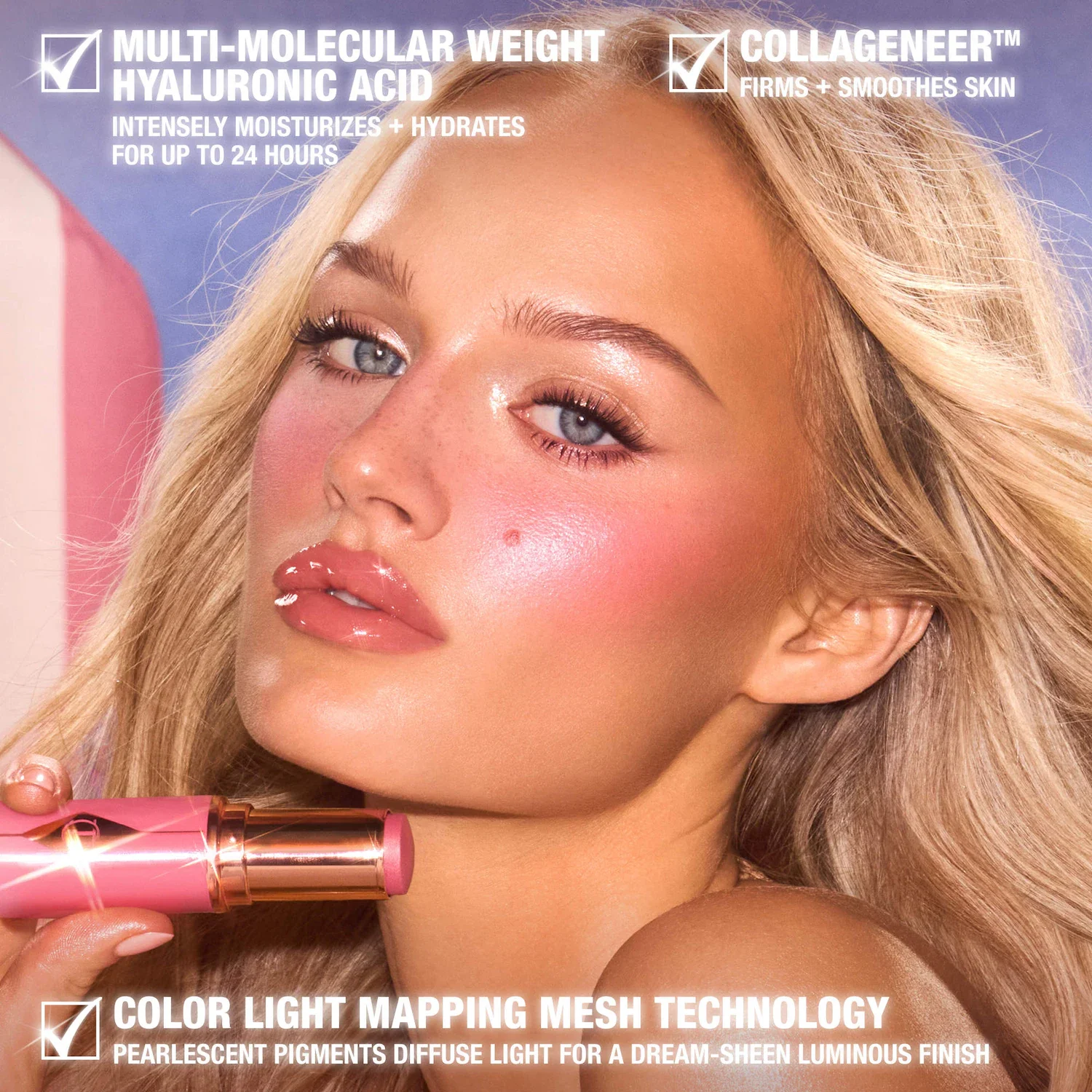 Mini Unreal Lip + Cheek Glow Blush Stick with Hyaluronic Acid — foto 7 de 14